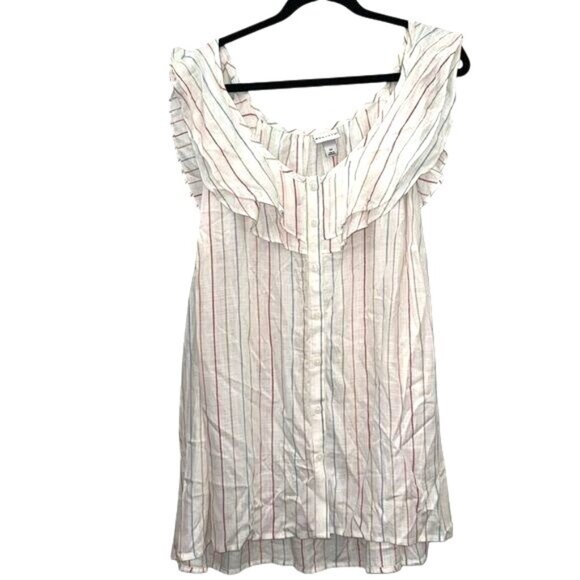Ava & Viv Striped Ruffle Blouse 2X - Picture 1 of 10